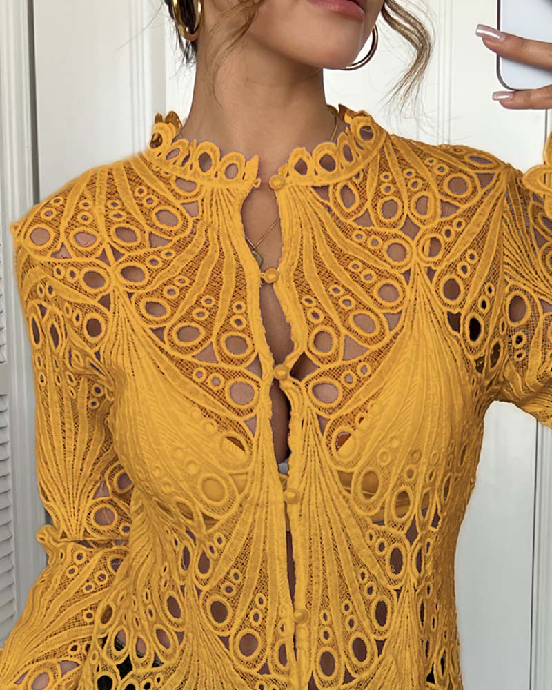 Cut-Out Bell Sleeve Coat