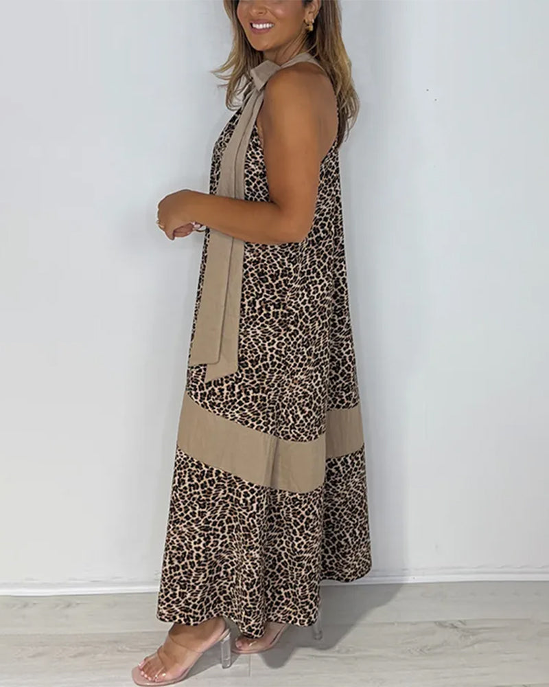 Leopard Print Fashionable Sleeveless Dress