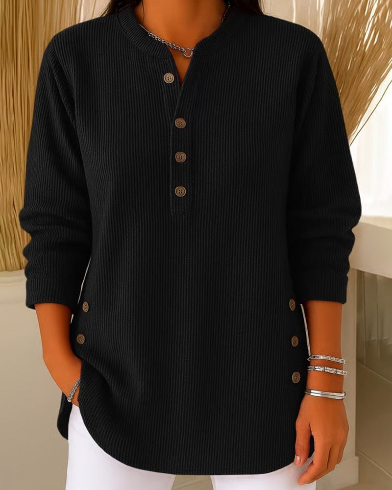 Henley Button Solid Pullovers pullovers spring summer