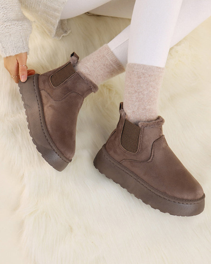 Thick-soled solid color snow boots boots