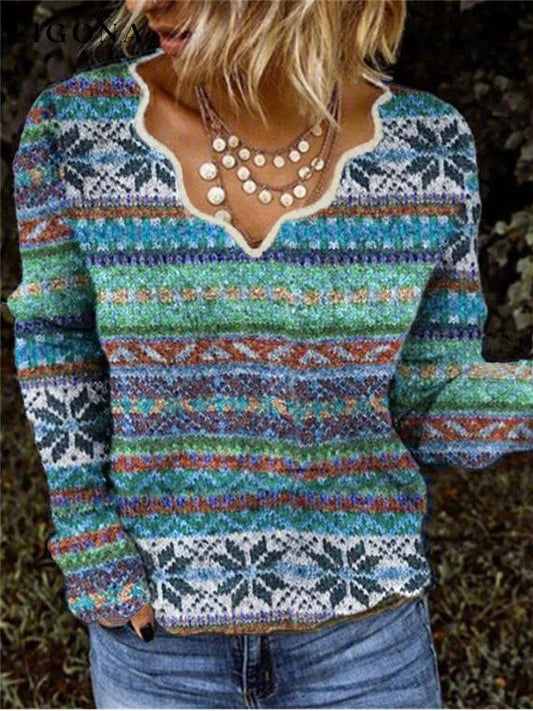 Ladies Casual Printed Sweater sweatshirts top tops
