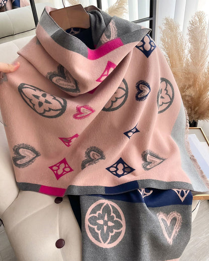 Heart Geometric Fashion Warm Scarf 2024 f/w accesories