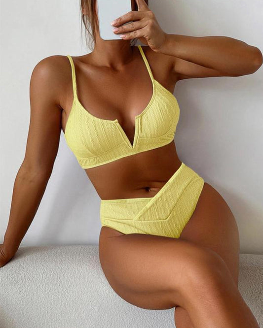 Textured V-Neck Wrap Waist Two-Piece Bikinis 2025 f/w bikinis spring summer