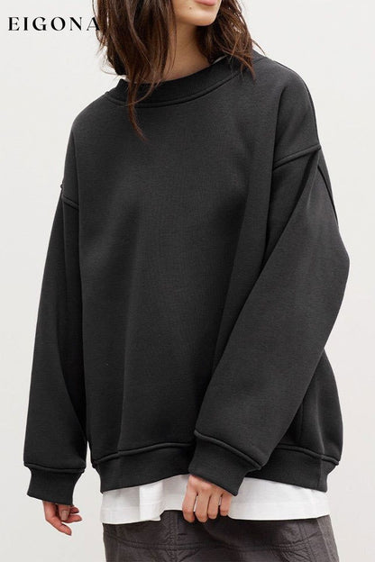 Oversize Round Neck Dropped Shoulder Sweatshirt Charcoal clothes Ship From Overseas Shipping Delay 09/29/2023 - 10/03/2023 trend X.L.J