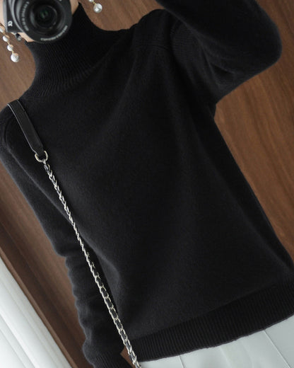 Simple solid color high collar long sleeve sweater 2024 f/w pullovers