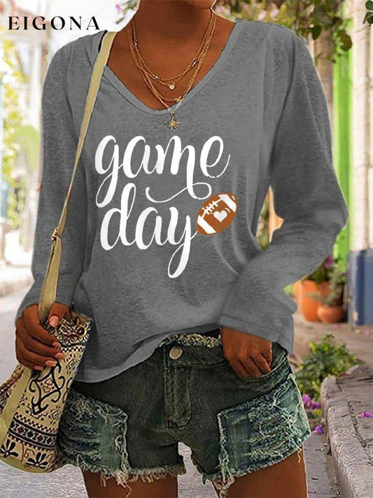 Women's Game Day Football Lover Casual Long-Sleeve T-Shirt ball print