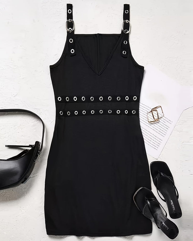 Black Studded Sleeveless Dress