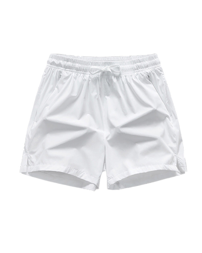 Men Elastic Waist Pocket Quick-Dry Ice Silk Sports Shorts