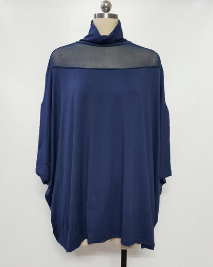 Sheer Cold Shoulder Dolman Sleeve Blouse