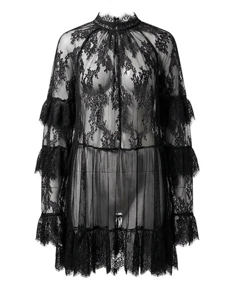 Elegant Hollow-Out Lace Dress