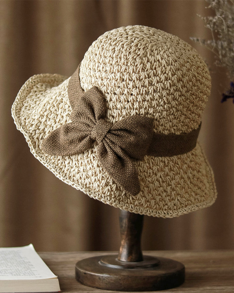 Casual Relaxed Holiday Bowknot Straw Hat