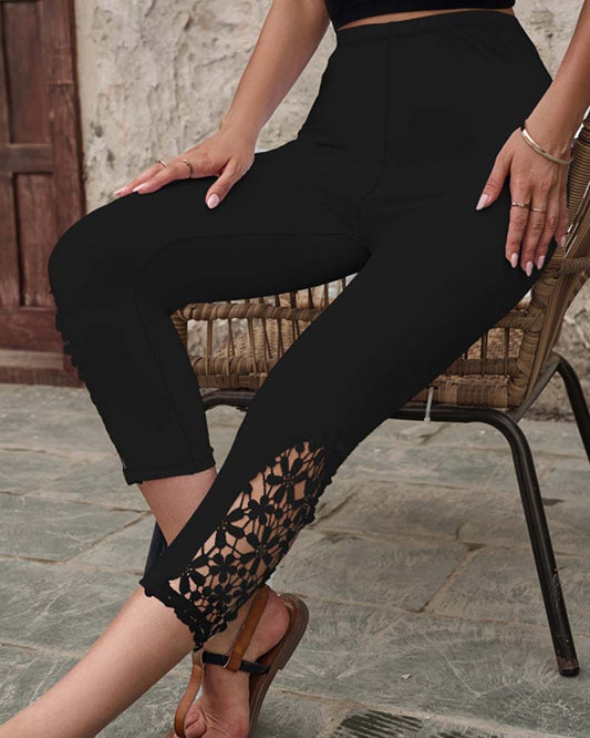High Waist Lace 3/4 Length Leggings 2024 f/w leggings spring summer