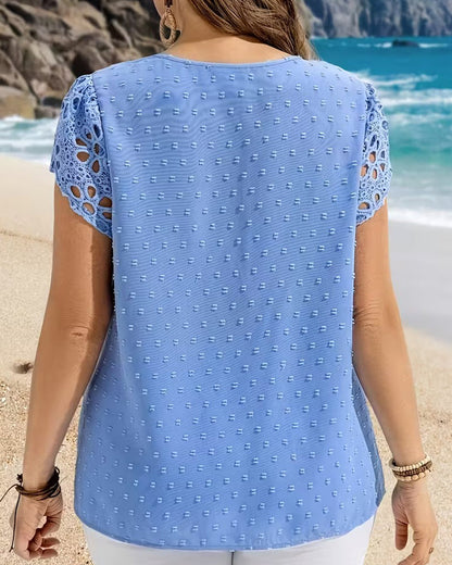 Round-Neck Puff-Sleeve Blouse
