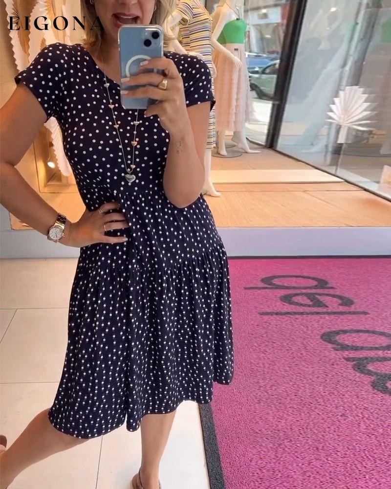 Casual short sleeve polka dot dress casual dresses summer