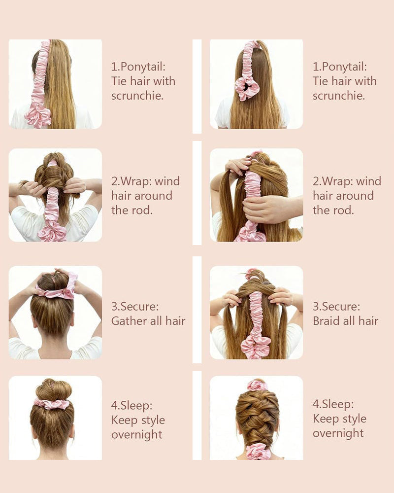 Multi-function Satin Heatless Hair Curler & Hair Tie Non