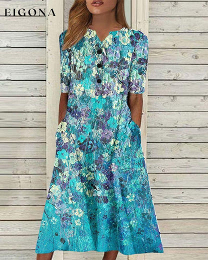 Floral print pocket dress Blue 23BF Casual Dresses Clothes Dresses Spring Summer