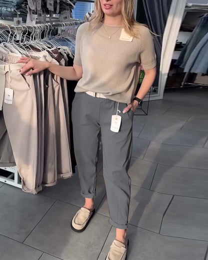 Pantaloni dritti casual tinta unita