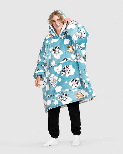 Cute Cow Loose Blanket Hoodie 2024 f/w Blanket Hoodies