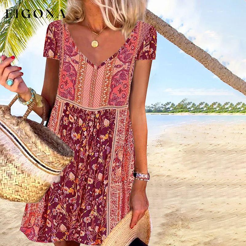 Vintage Ethnic Floral Dress best Best Sellings casual dresses clothes Plus Size Sale short dresses Topseller