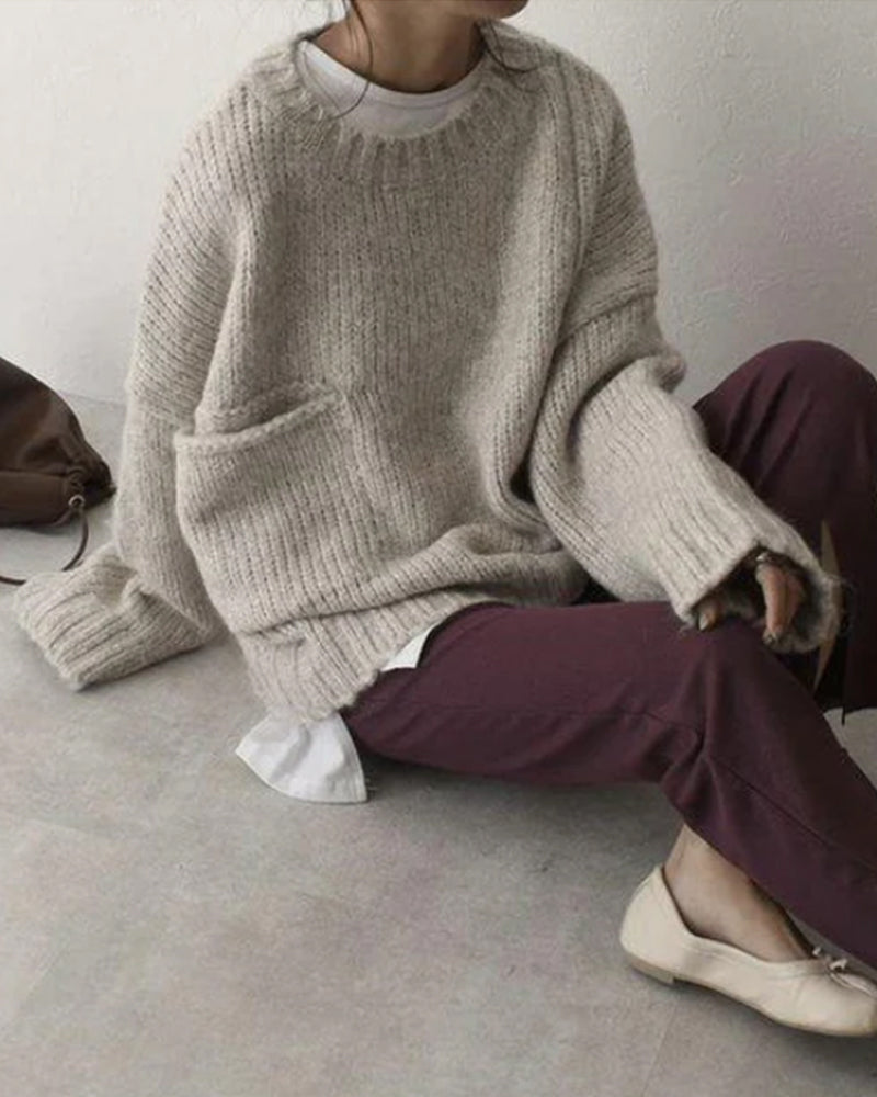 Simple solid color sweater