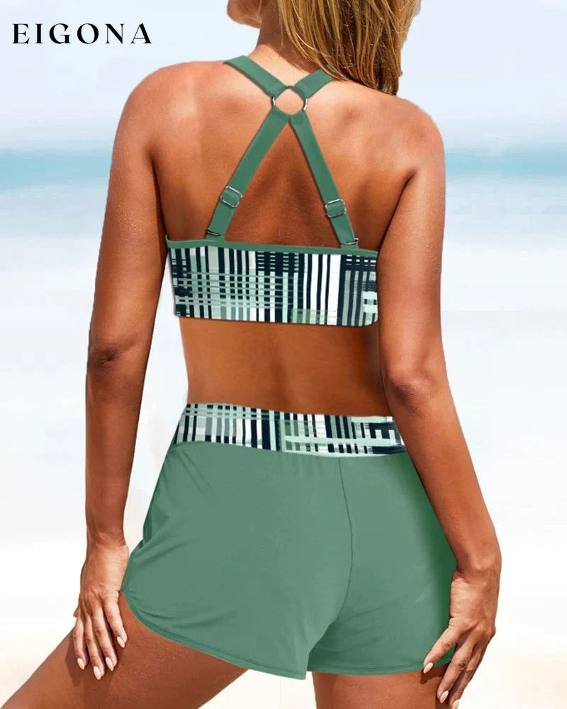 High Waist Stripe Print Bikinis