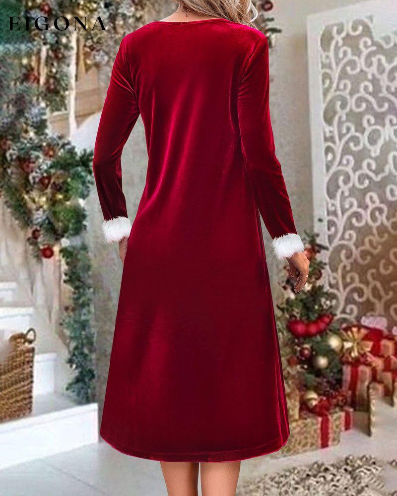 Elegant V-Neck Fur Collar Dress 2022 f/w 23BF Clothes Dresses Evening Dresses party dresses