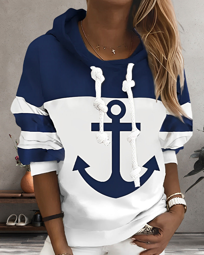 Stripe and anchor print hoodie 2022 F/W 2023 F/W 23BF Hoodies