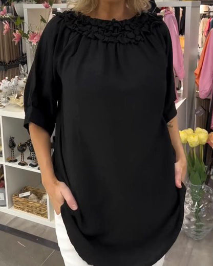 Half-Sleeved Floral Loose Blouse