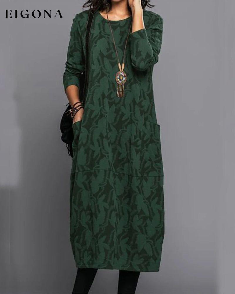 Patterned Dress with Long sleeves with Pockets Green 2022 f/w 2023 F/W 23BF casual dresses Clothes discount Dresses