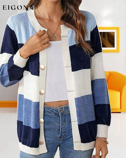 Women's Colorblock cardigan Blue 2023 F/W 23BF clothes Sweaters Sweaters & Cardigans Tops/Blouses