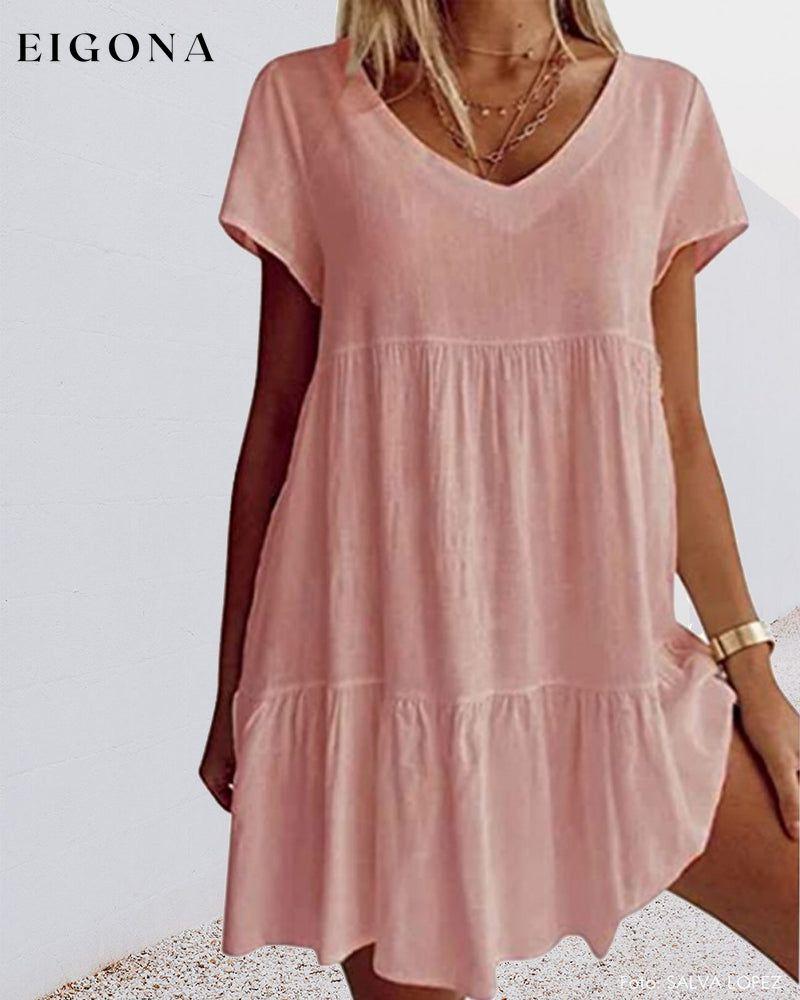 Loose casual short sleeve dress Pink 23BF Casual Dresses Clothes discount Dresses Spring Summer Vacation Dresses