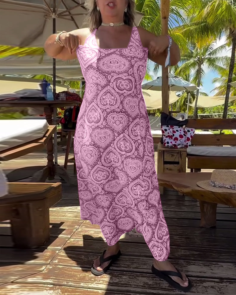 Strapless Heart Holiday Print Swimsuit