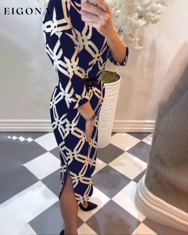 Geometric print side slit elegant dress 2023 f/w 23BF casual dresses Clothes Dresses spring