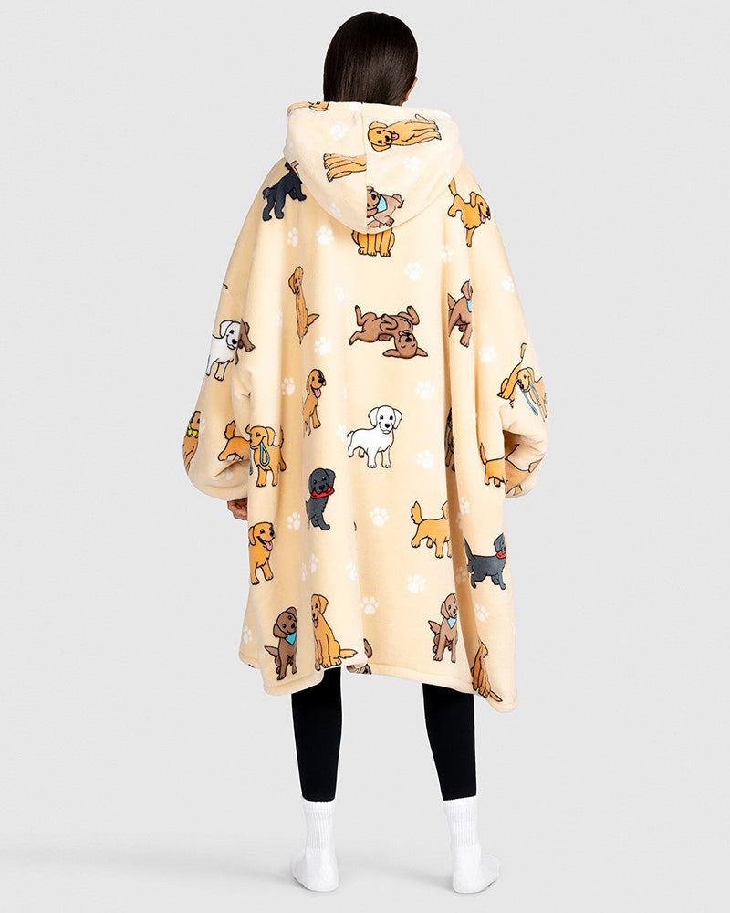 Fun Puppy Print Casual Blanket Hoodie 2024 f/w Blanket Hoodies