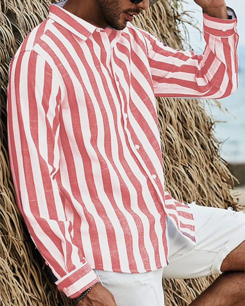 Striped print long-sleeved shirt 23BF Blouses & Shirts man SALE Spring Summer