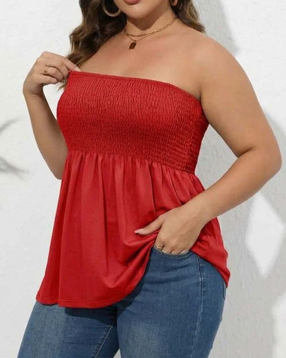 Elastic Strapless A-Line Top
