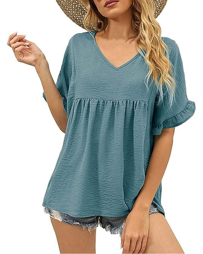 Casual Ruffle Loose Fit Blouse