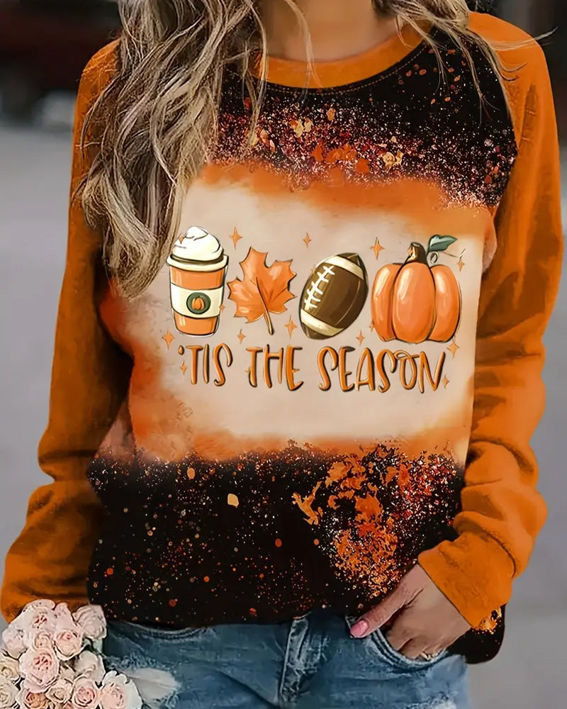 Vintage Thanksgiving Print Crew Neck Sweatshirt