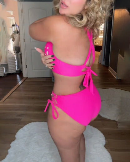 Sexy Solid Color Two-Piece Bikini Swimsuit