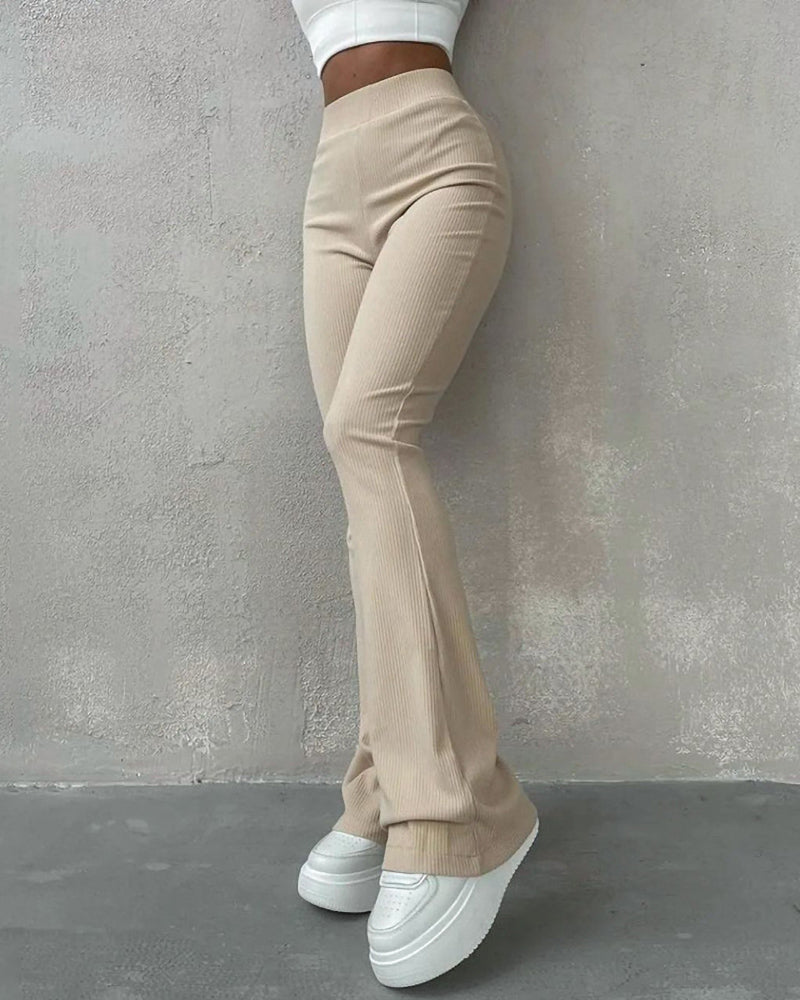 Solid color flared slim fit trousers 2024 f/w pants