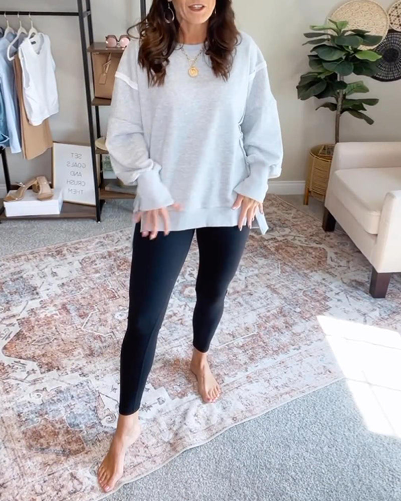 Round neck long sleeve slit stitching sweatshirt 2024 f/w sweatshirts