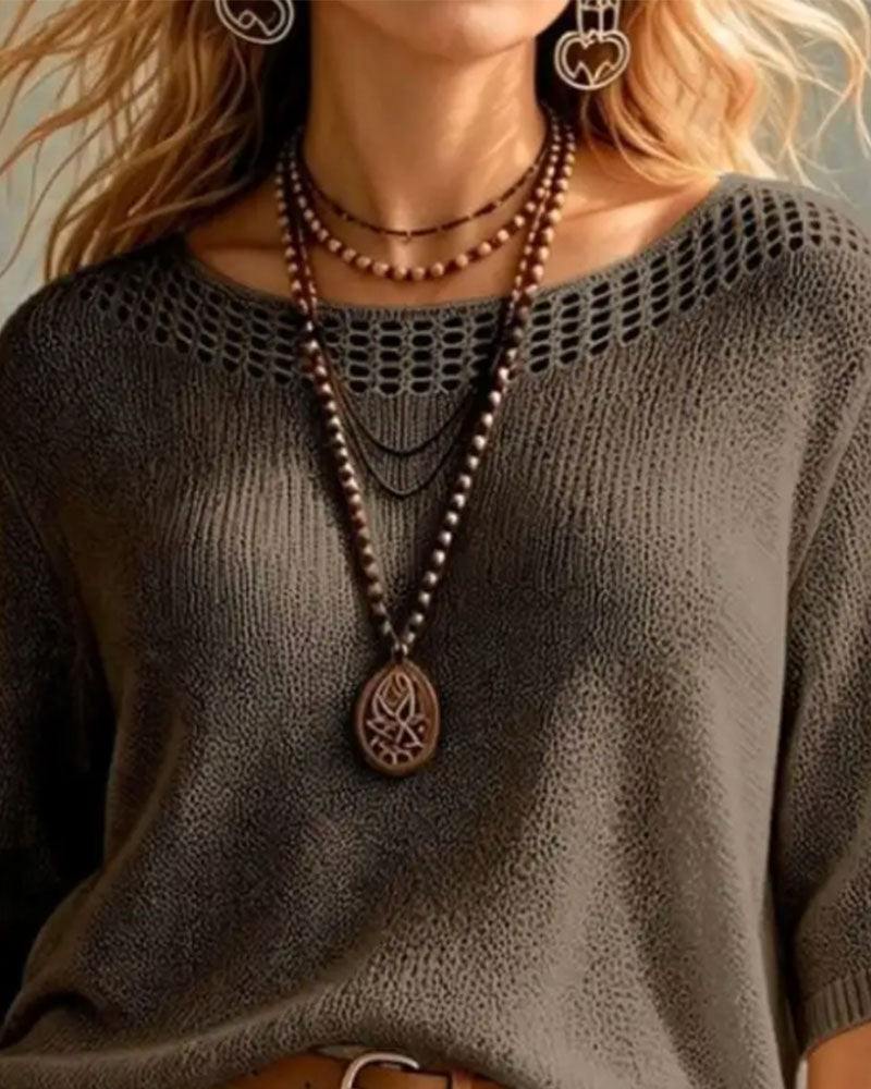 Round Neck Hollow Out Pullover 2024 f/w pullovers