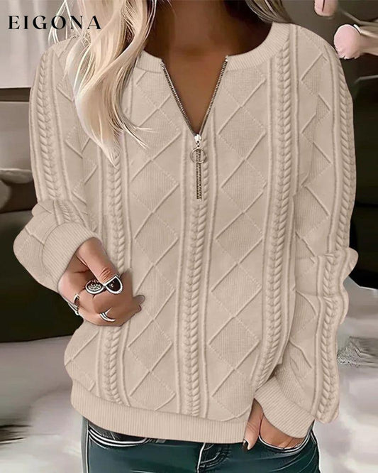 Solid Color Sweatshirt with Zipper Beige 2023 f/w 23BF cardigans Clothes discount hoodies & sweatshirts spring Tops/Blouses