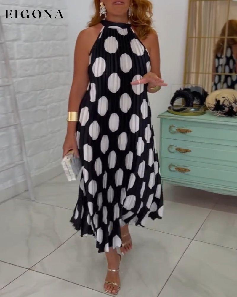 Polka dot print halterneck elegant dress casual dresses summer