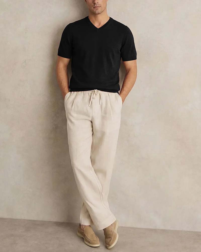 Mini V-Neck Casual Solid Pullover