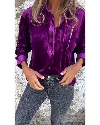 Casual lapel solid color button shirt 2023 f/w blouses & shirts spring