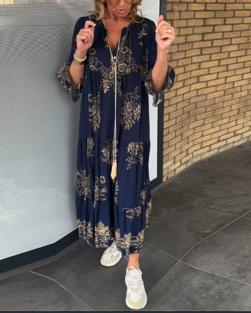 Abito ampio vintage con scollo a V