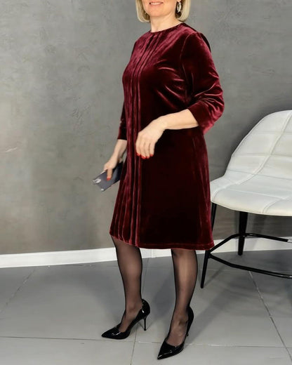 Round Neck Pleated Dress