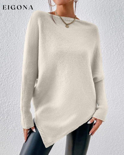 Solid Color Sweater with Irregular Hem 2023 f/w 23BF clothes discount spring Sweaters sweaters & cardigans Tops/Blouses