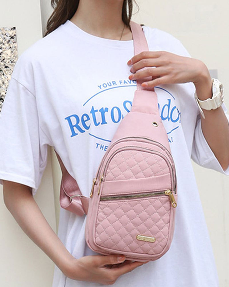 Women's Fashion Embroidered Quilted Chest Bag